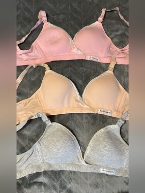 Breastfeeding Bra Set — Pink, Peach & Gray Nursing Bras